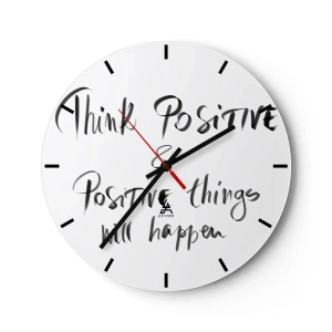 Wanduhr - Glasuhr - Motivierende Inschrift im künstlerischen Stil - 30x30cm - Wie soll man leben? - Moderne Wanddekoration für Wohnzimmer, Küche und Schlafzimmer ARTTOR