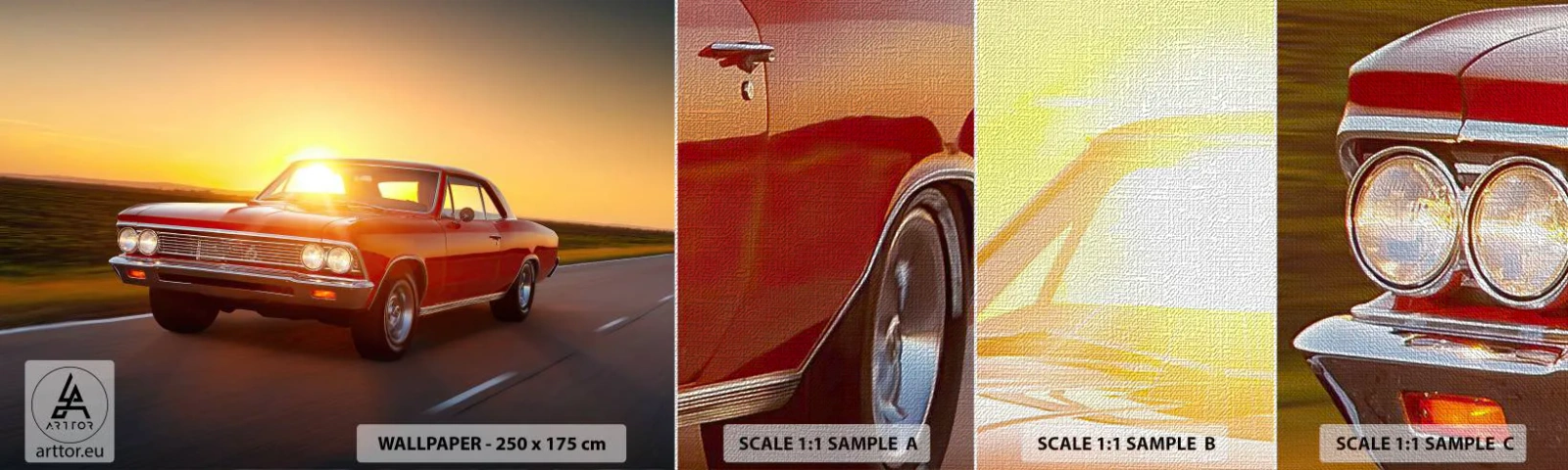 Fototapeten Muster Premium Canvas - Begehren ist rot - Auto, Reise, Jahrgang - 100x30 cm