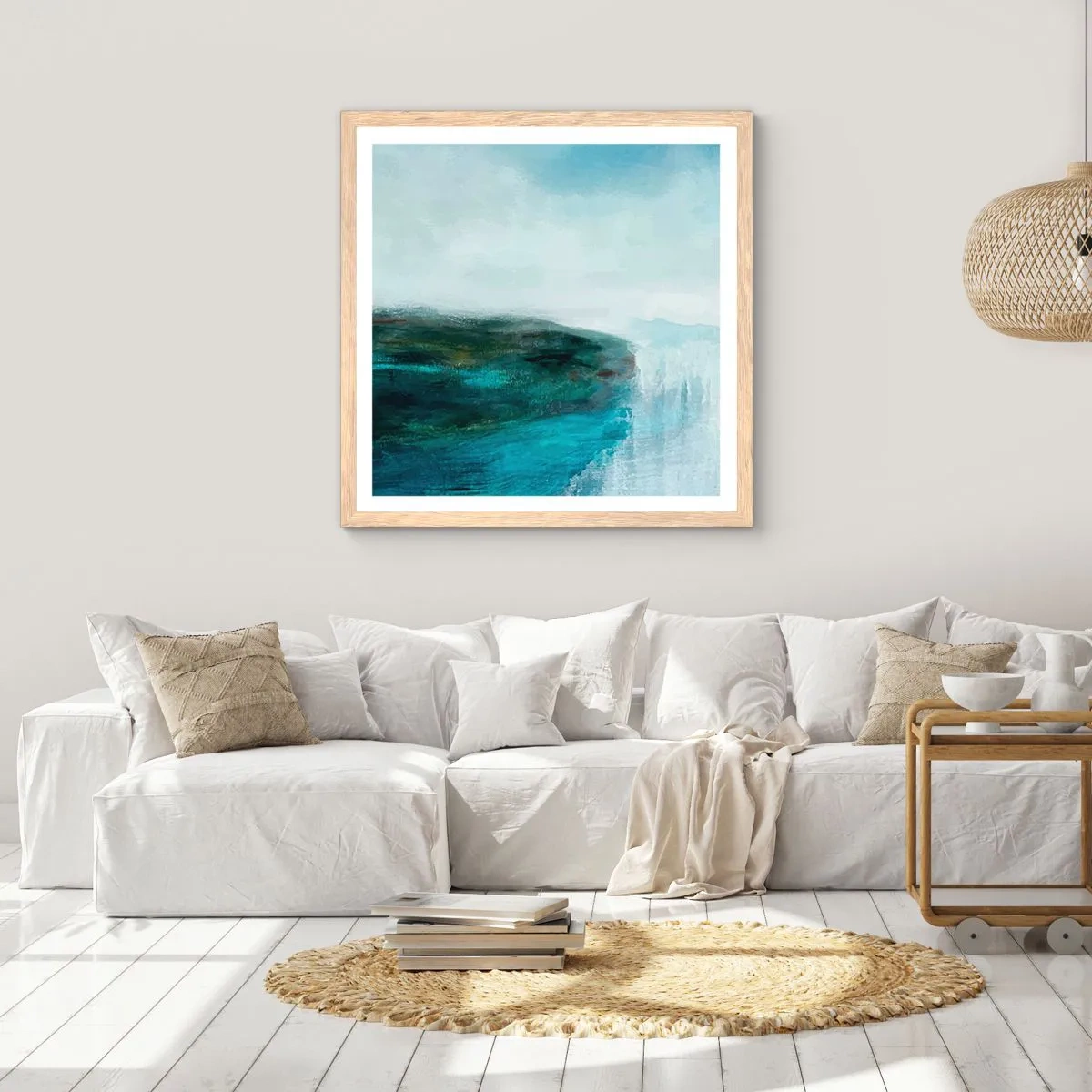 Poster in einem Rahmen aus heller Eiche - Nautische Abstraktion - 60x60 cm