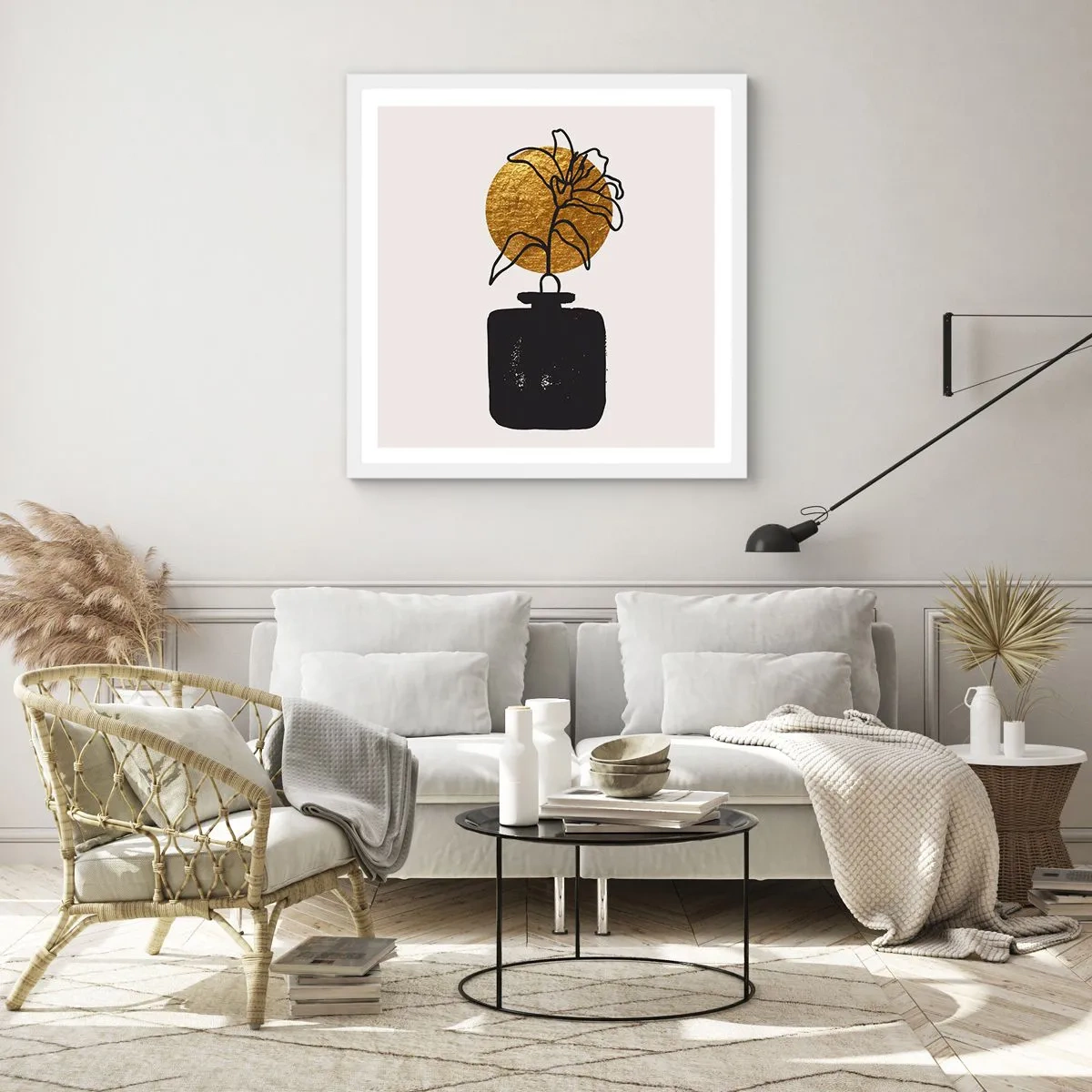 Poster in einem weißen Rahmen - Schönheit ist Gold wert - 60x60 cm