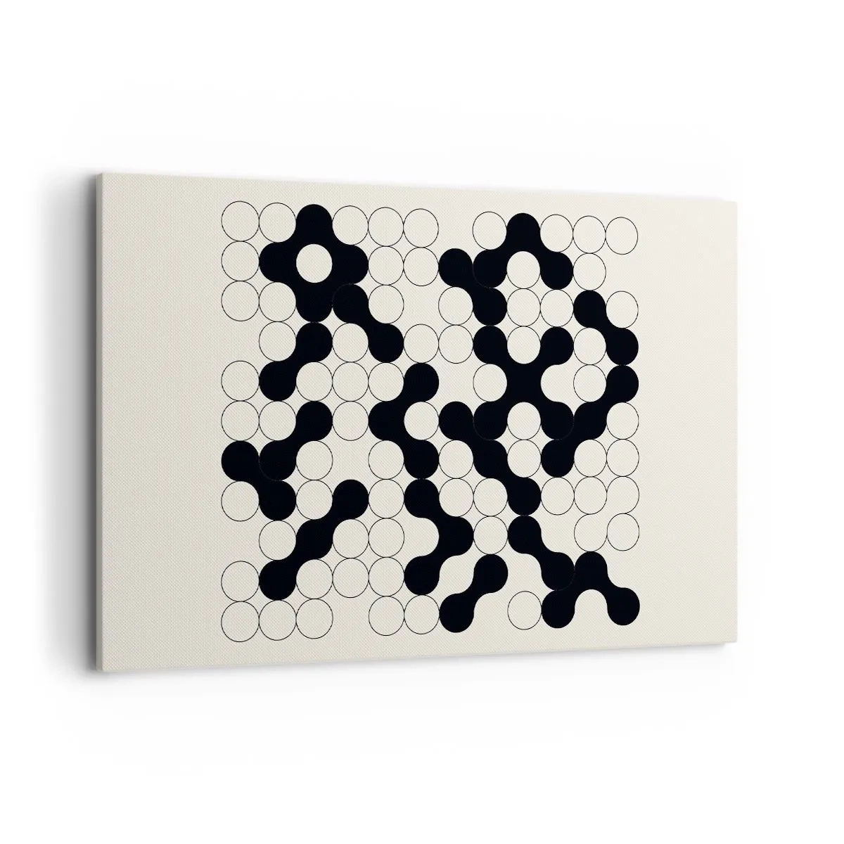 Bild auf Leinwand - Leinwandbild - Schwarz-weiße Muster mit Kreisen auf hellem Hintergrund - 120x80cm - Chinesisches Spiel – Variation - Moderne Wanddekoration für Wohnzimmer und Schlafzimmer ARTTOR