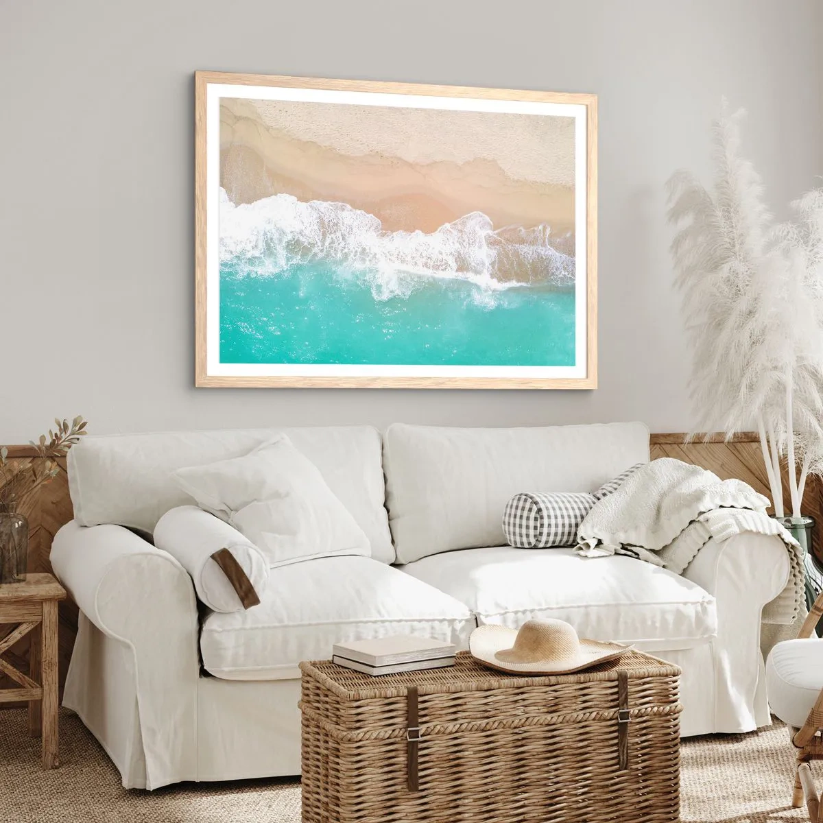 Poster in einem Rahmen aus heller Eiche - Eine streichelnde Berührung - 70x50 cm