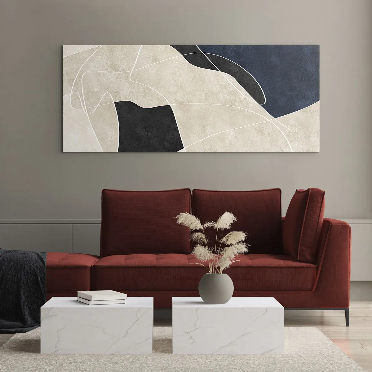 Glasbild - Bild auf glas - Abstrakte Komposition – Farbkontrast - 90x30 cm