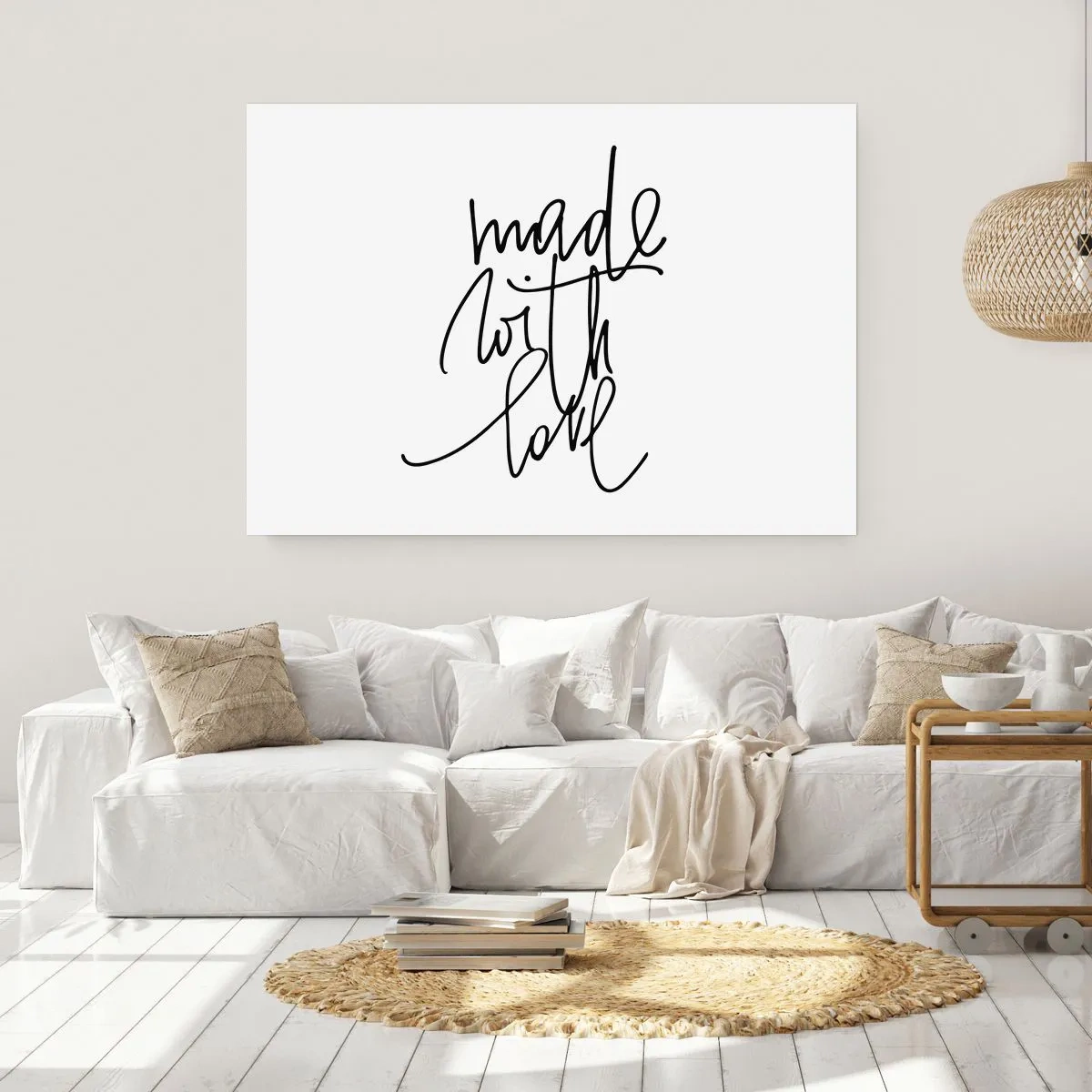 Poster - Schwarze Aufschrift „Made with love“ auf weißem Hintergrund - 100x70cm - Die beste Marke - Moderne Wanddekoration für Wohnzimmer und Schlafzimmer ARTTOR