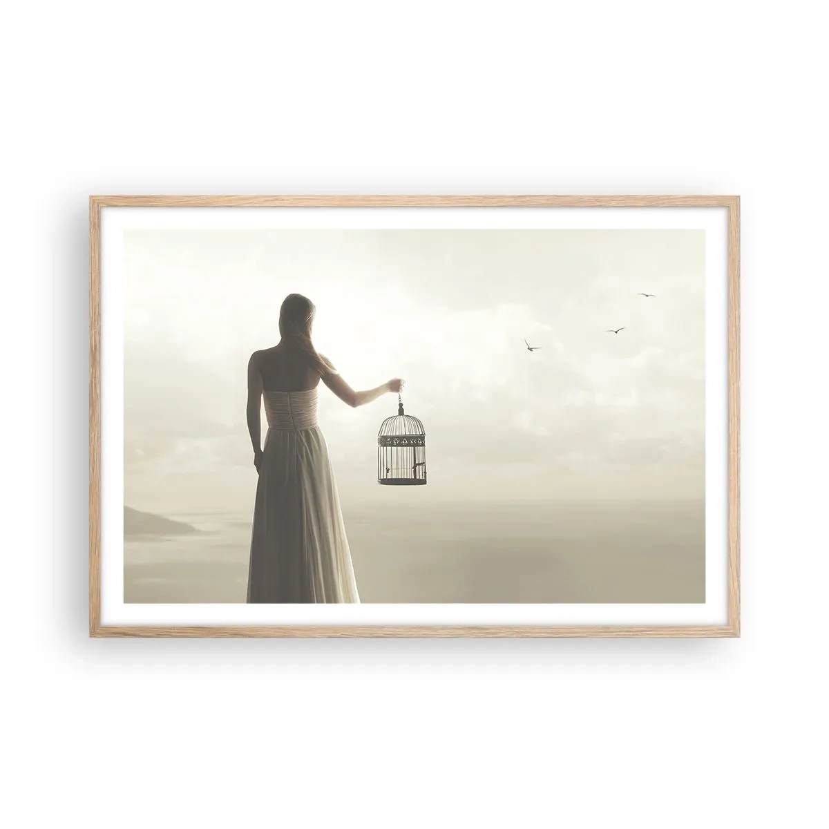 Poster in einem Rahmen aus heller Eiche - Sei frei - 91x61 cm