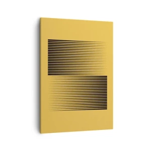 Bild auf Leinwand - Leinwandbild - Vertikale schwarze Linien auf gelbem Hintergrund - 50x70cm - Quadratur der Gegensätze - Moderne Wanddekoration für Wohnzimmer und Schlafzimmer ARTTOR