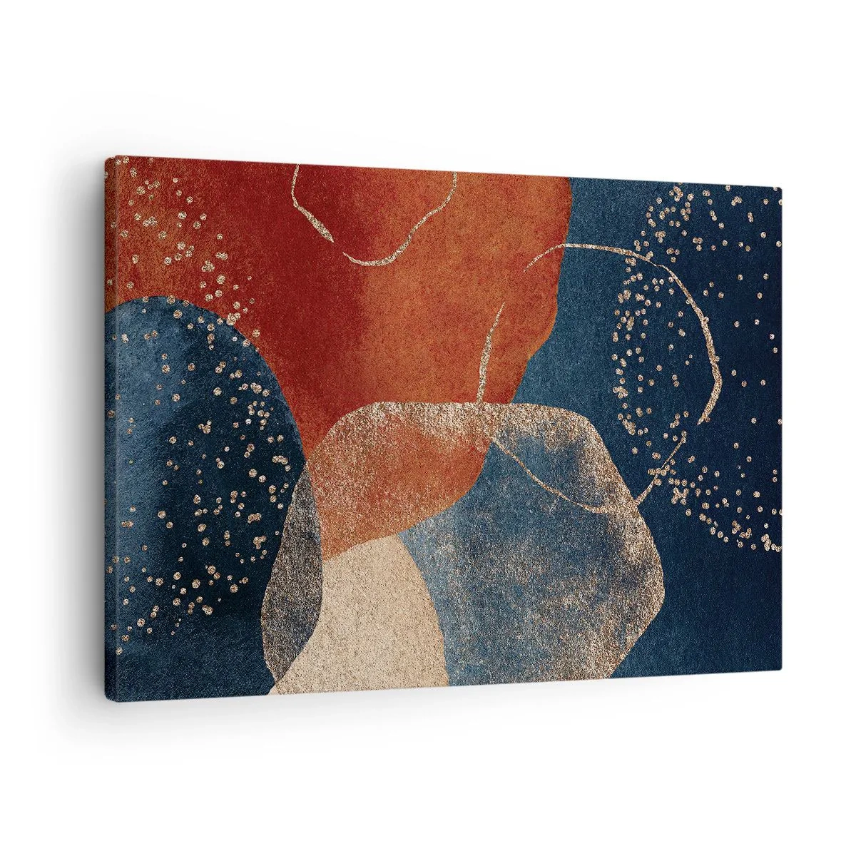 Bild auf Leinwand - Leinwandbild - Abstrakte Formen in Rot- und Blautönen - 70x50cm - Die Leichtigkeit des Seins - Moderne Wanddekoration für Wohnzimmer und Schlafzimmer ARTTOR