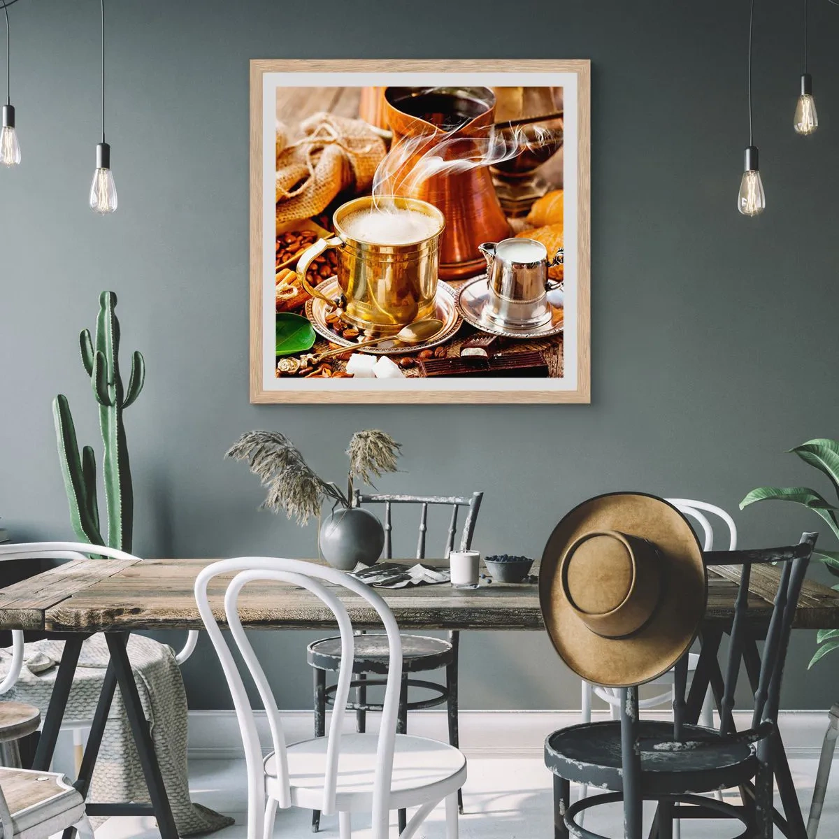 Poster in einem Rahmen aus heller Eiche - Schönen Tag noch! - 60x60 cm