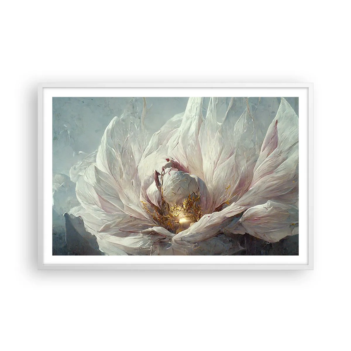 Poster in einem weißen Rahmen - Sie blüht alle hundert Jahre einmal - 91x61 cm