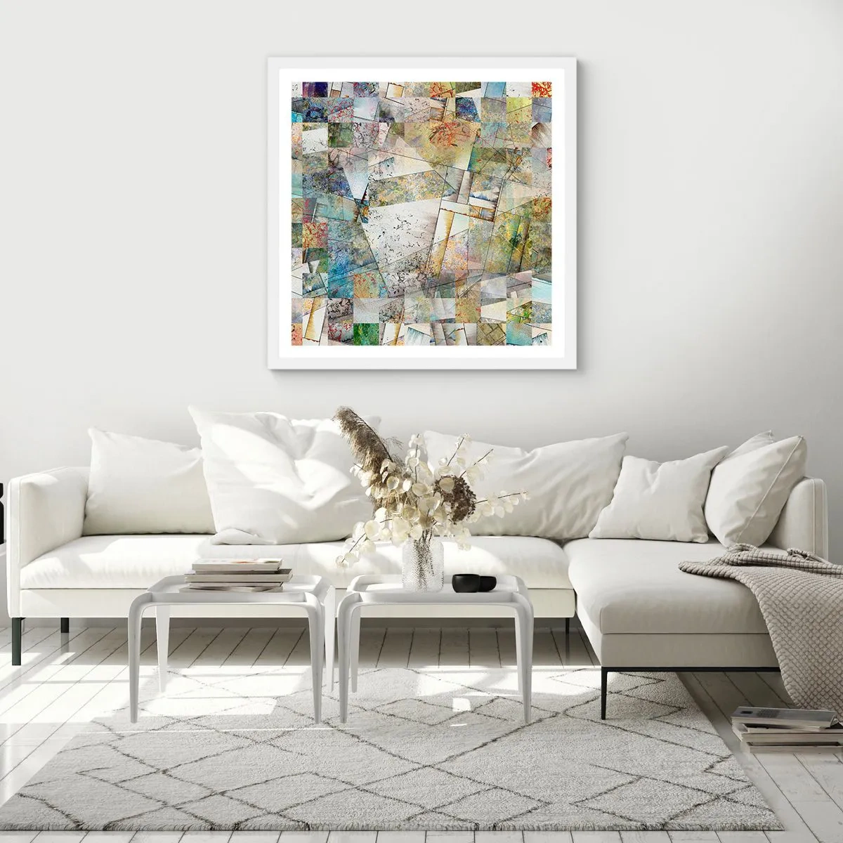 Poster in einem weißen Rahmen - Geometrische Mischung - 30x30 cm