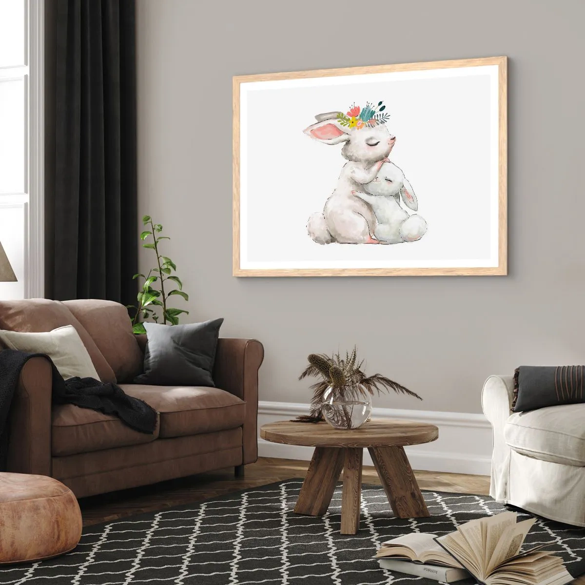 Poster in einem Rahmen aus heller Eiche - Bei Mama ist's am schönsten - 50x40 cm