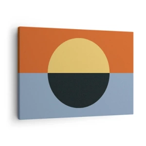 Bild auf Leinwand - Leinwandbild - Geometrische Abstraktion mit kontrastierenden Farben - 70x50cm - Eine Komposition aus Wärme und Kühle - Moderne Wanddekoration für Wohnzimmer und Schlafzimmer ARTTOR