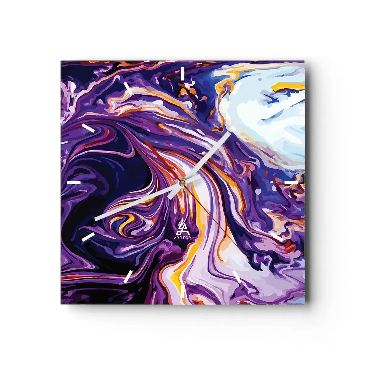 Wanduhr - Glasuhr - Die Falte ist lila geworden - 40x40 cm