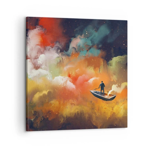 Bild auf Leinwand - Leinwandbild - Mit dem Boot durch die Galaxie - 60x60 cm