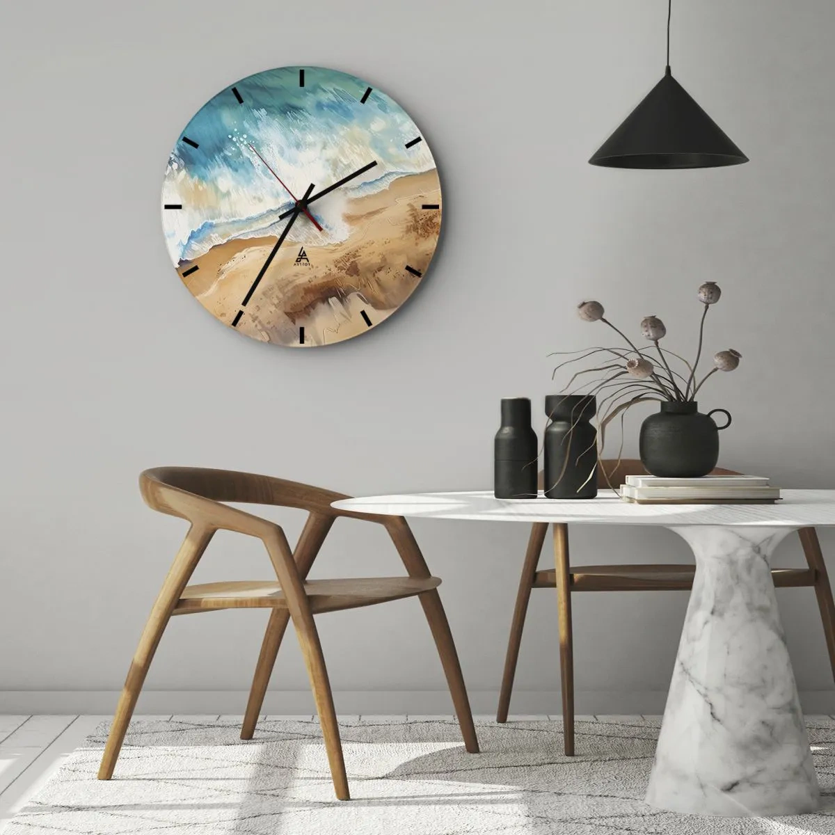 Wanduhr - Glasuhr - Zurückkehrende Welle - 30x30 cm