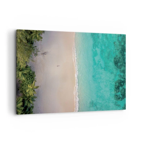 Bild auf Leinwand - Leinwandbild - Luftaufnahme eines tropischen Strandes mit türkisfarbenem Wasser - 120x80cm - Paradiesstrand - Moderne Wanddekoration für Wohnzimmer und Schlafzimmer ARTTOR