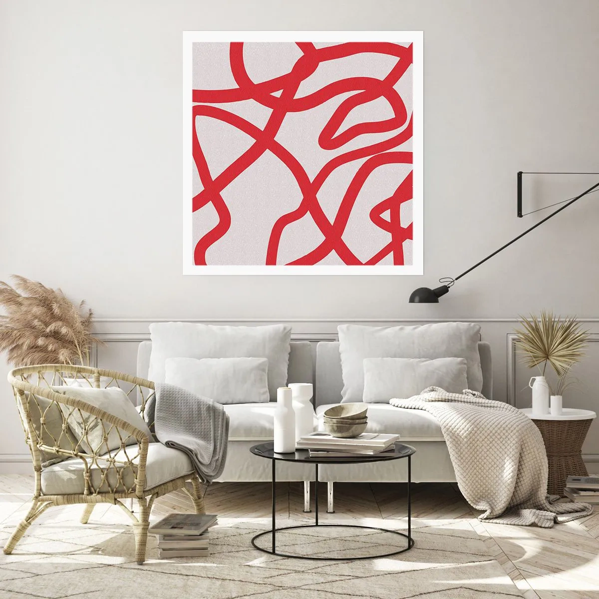 Poster - Rot auf Weiß - 50x50 cm