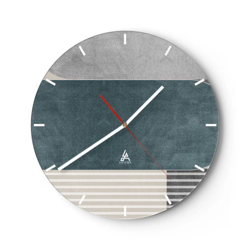 Wanduhr - Glasuhr - Geometrische Komposition mit horizontalen Streifen - 30x30cm - Komposition auf der Ebene - Moderne Wanddekoration für Wohnzimmer, Küche und Schlafzimmer ARTTOR