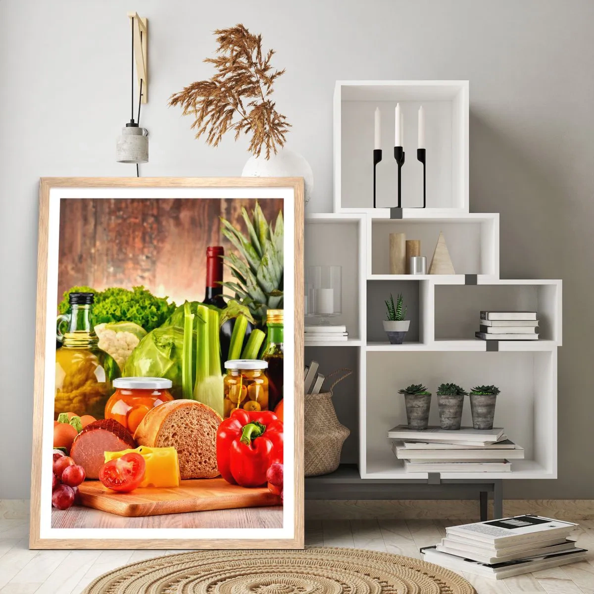 Poster in einem Rahmen aus heller Eiche - Geräuchert, gebacken und eingelegt - 50x70 cm