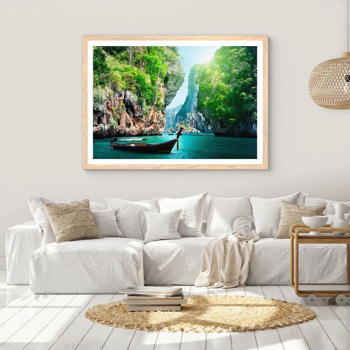 Poster in einem Rahmen aus heller Eiche - Eine Einladung zu einer exotischen Reise - 100x70 cm