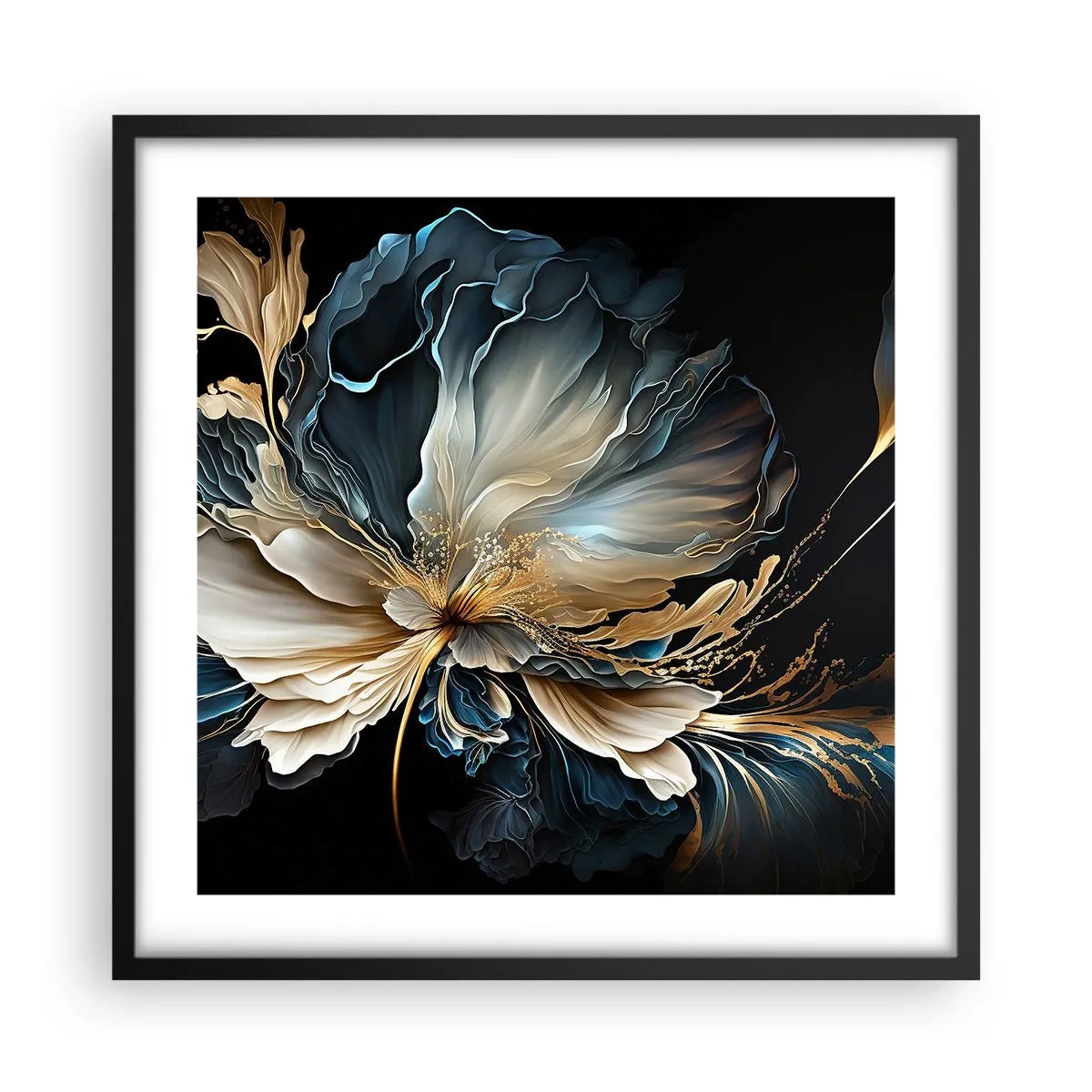 Poster in einem schwarzem Rahmen - Märchenhafte Farnblume - 50x50 cm