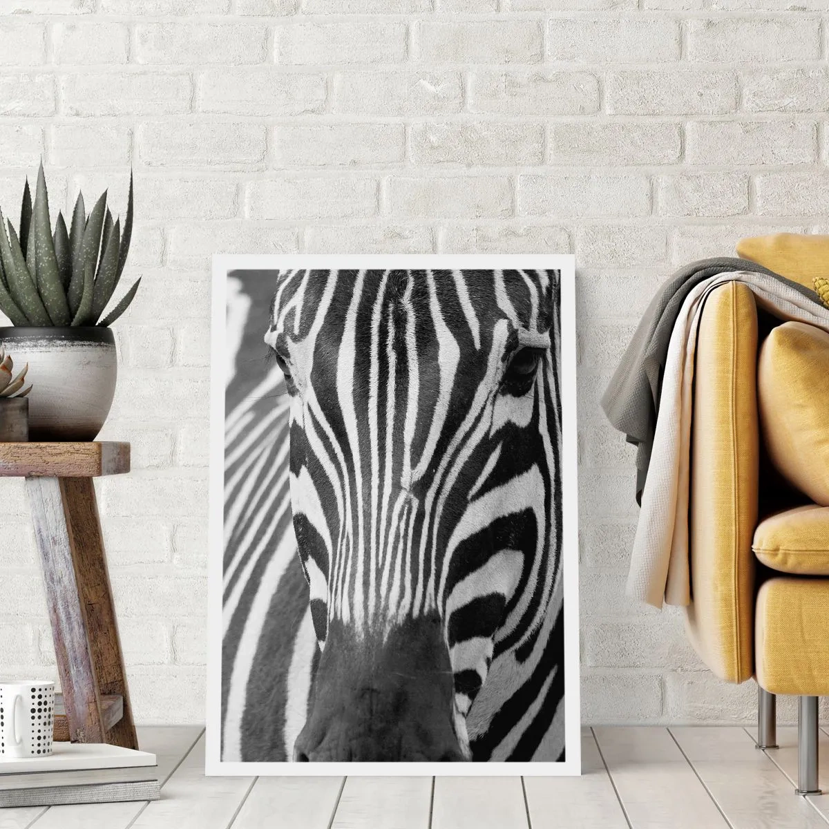 Poster - Porträt eines Zebras in einer Schwarz-Weiß-Komposition - 50x70cm - Die Welt ist schwarz und weiß - Moderne Wanddekoration für Wohnzimmer und Schlafzimmer ARTTOR