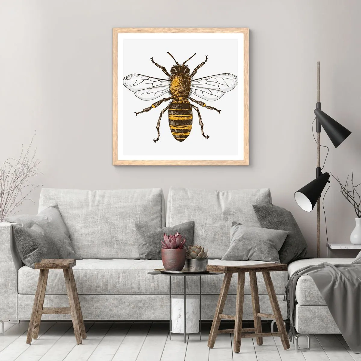 Poster in einem Rahmen aus heller Eiche - Schön und gut - 30x30 cm