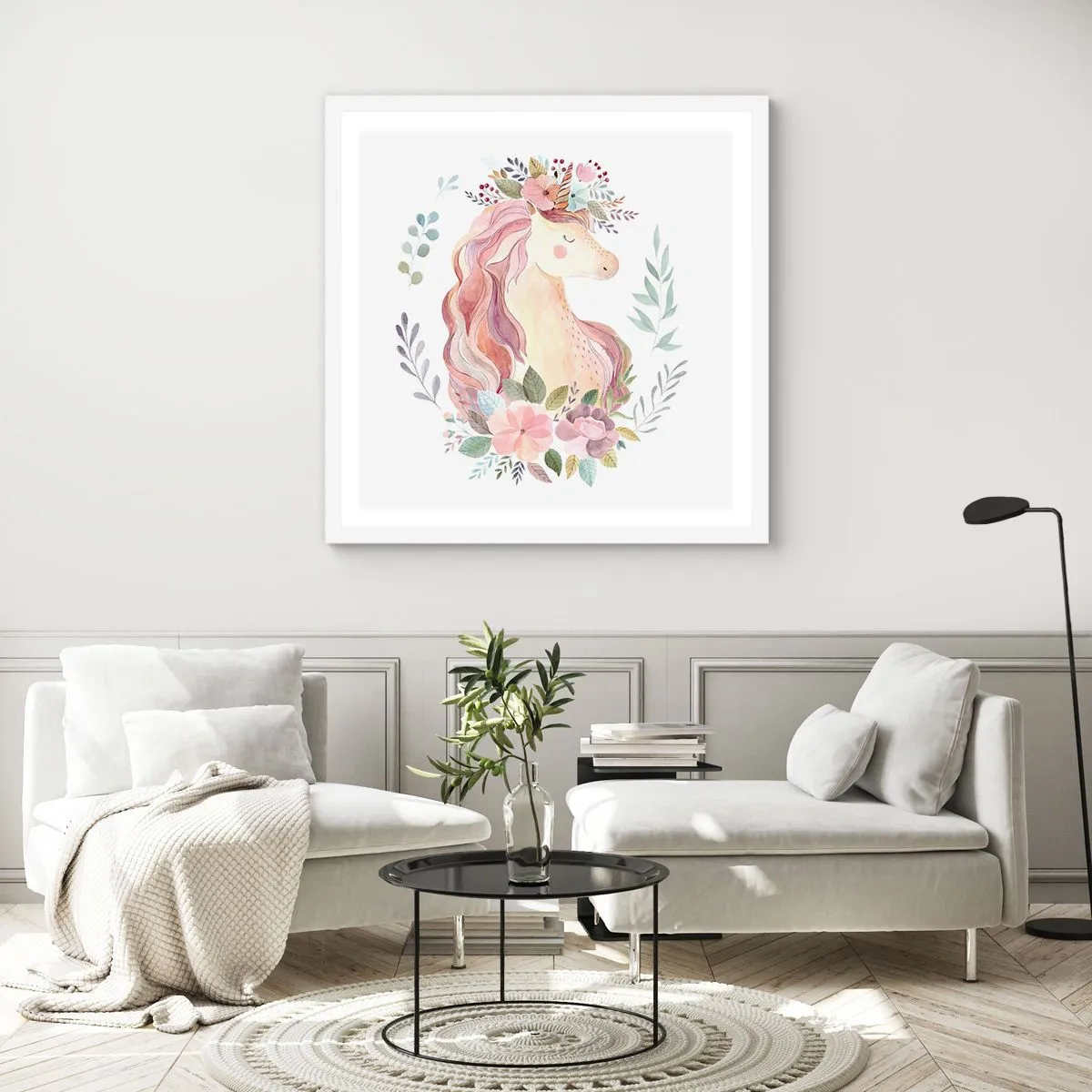 Poster in einem weißen Rahmen - Eine Einladung in die Welt der Märchen - 60x60 cm