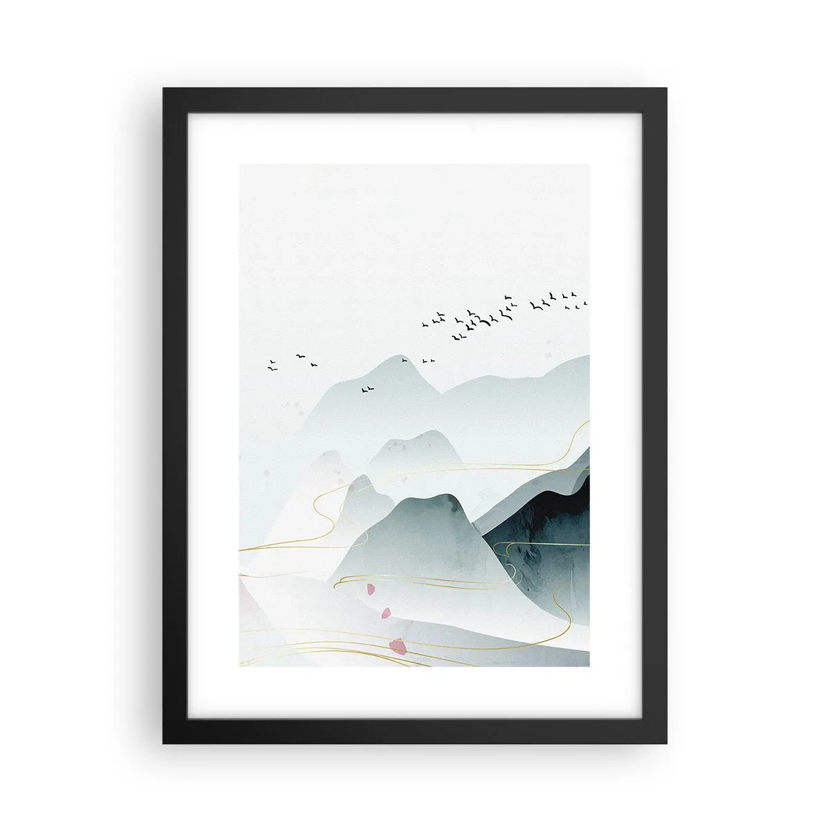 Poster in einem schwarzem Rahmen - Über die Gipfel - 30x40 cm