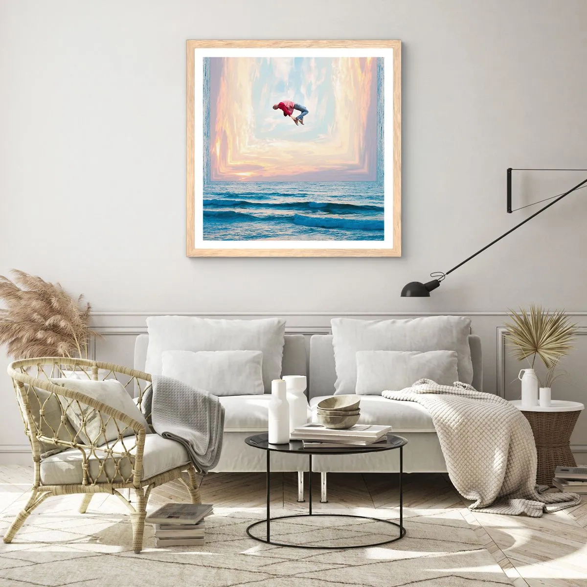 Poster in einem Rahmen aus heller Eiche - In eine andere Dimension - 40x40 cm