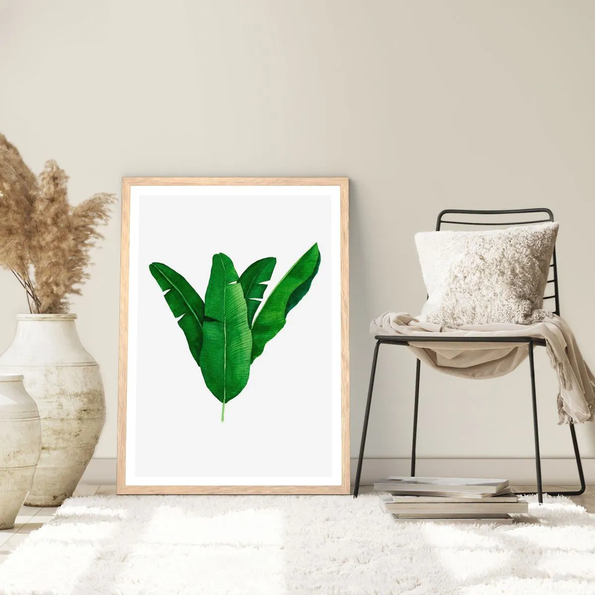 Poster in einem Rahmen aus heller Eiche - Grüne Symmetrie - 50x70 cm