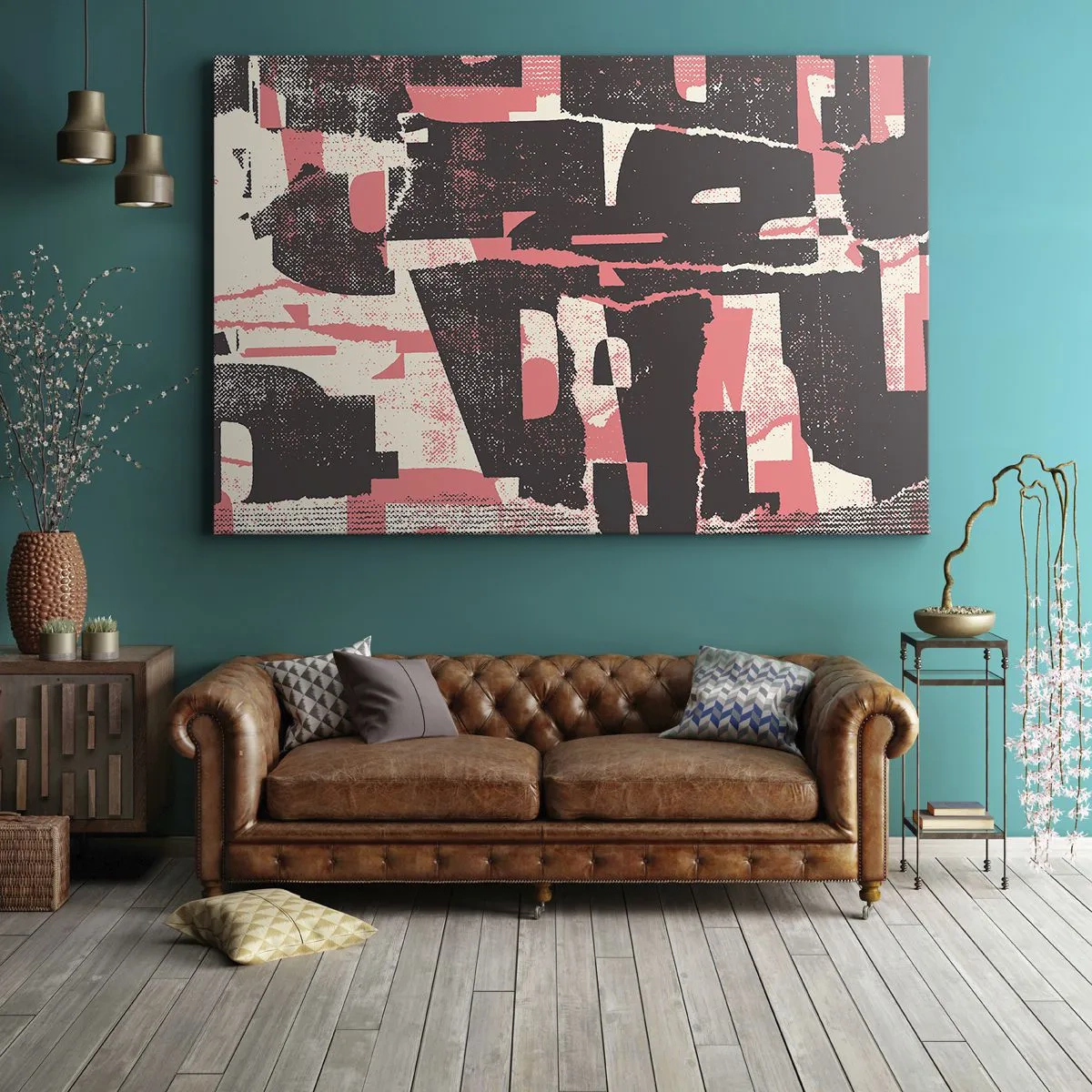 Bild auf Leinwand - Leinwandbild - Eine abstrakte Komposition in Rosa- und Brauntönen. - 120x80cm - All dieser Lärm - Moderne Wanddekoration für Wohnzimmer und Schlafzimmer ARTTOR