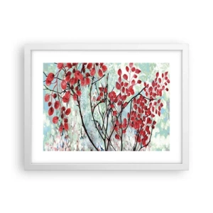 Poster in einem weißen Rahmen - Baum in Scharlachrot - 40x30 cm