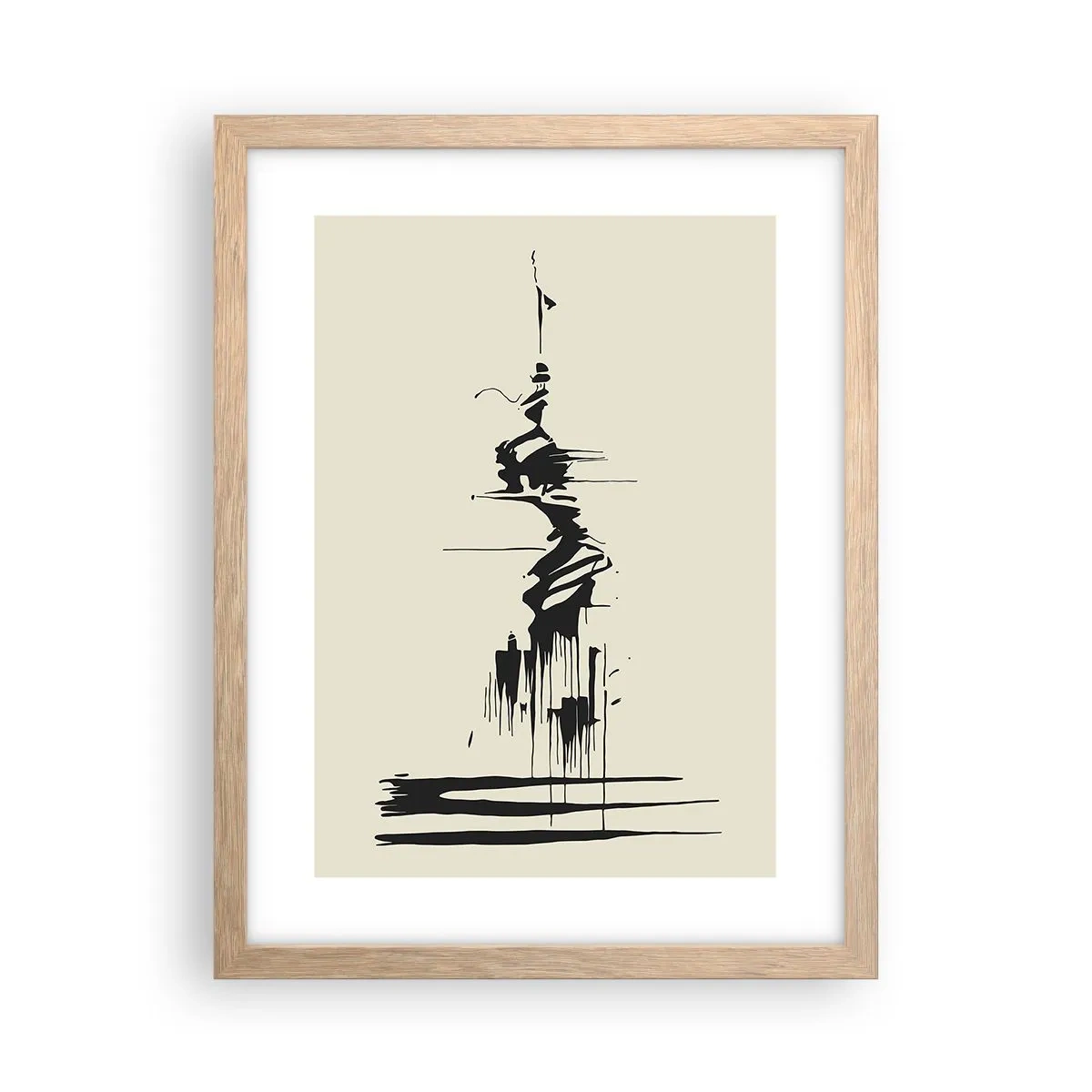 Poster in einem Rahmen aus heller Eiche - Hastige Abstraktion - 30x40 cm