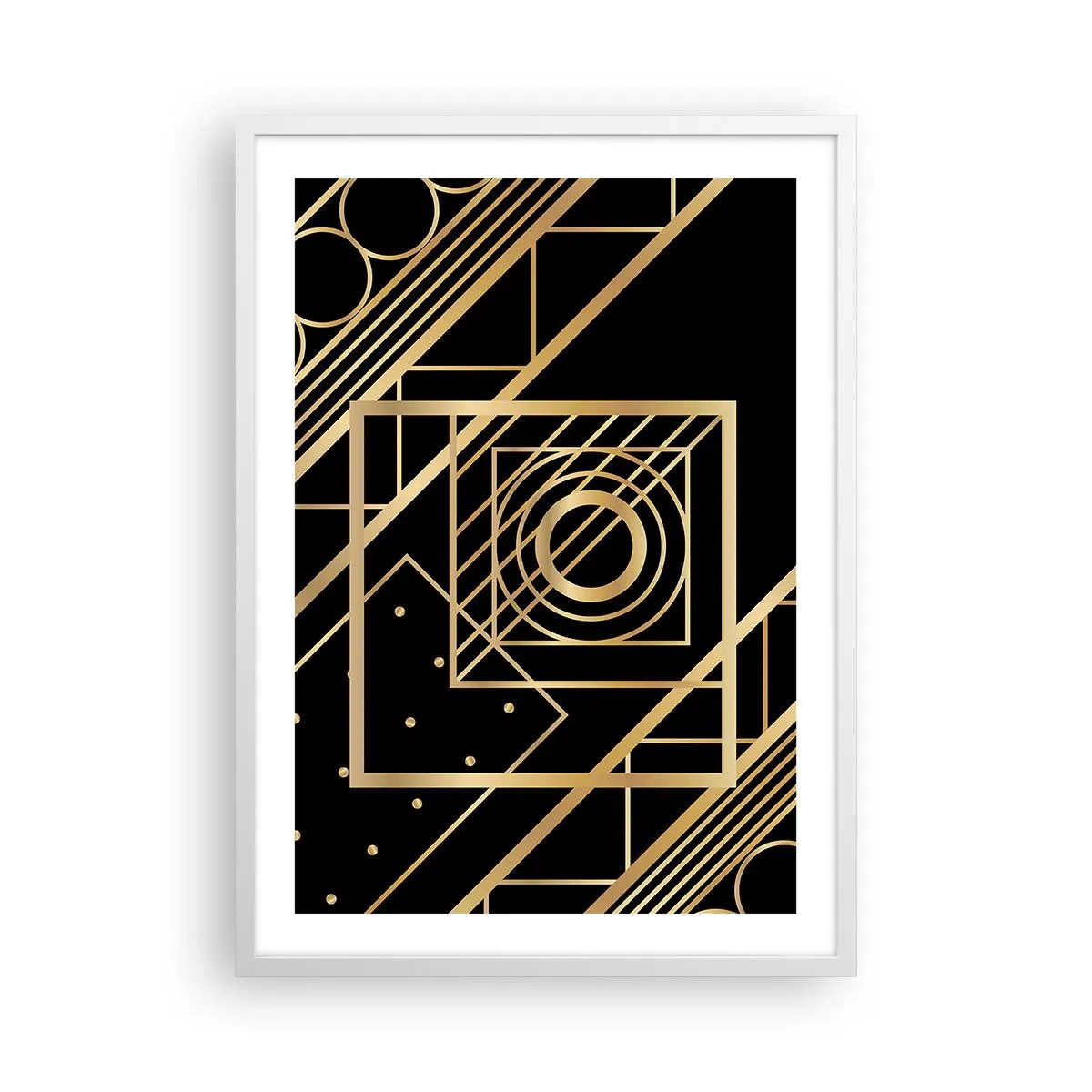 Poster in einem weißen Rahmen - Goldene Geometrie - 50x70 cm