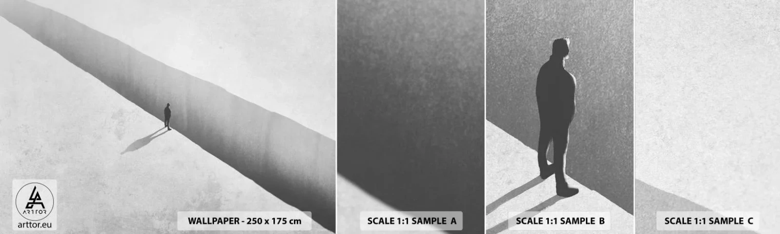 Fototapetenmuster Standard Eco - Klares Ziel - Abgrund, Minimalismus, Mann - 100x30 cm