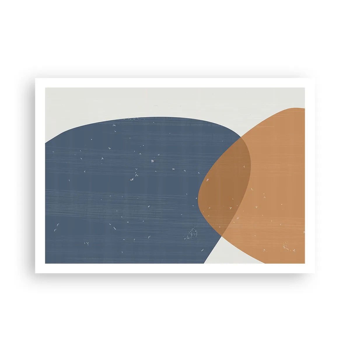 Poster - Eine minimalistische geometrische Komposition in Blau- und Orangetönen. - 100x70cm - Ovale und Einflüsse - Moderne Wanddekoration für Wohnzimmer und Schlafzimmer ARTTOR