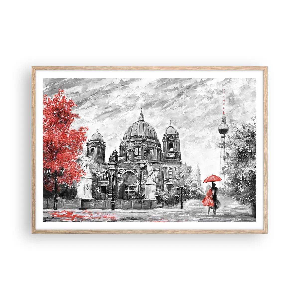 Poster in einem Rahmen aus heller Eiche - Berliner Treffen - 100x70 cm