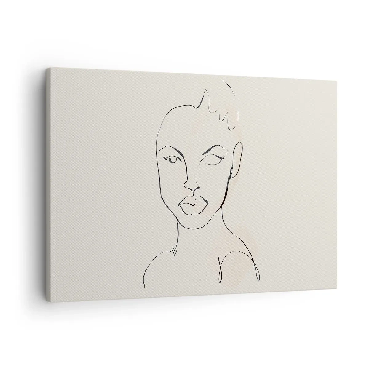 Bild auf Leinwand - Leinwandbild - Minimalistische Skizze eines Frauengesichts - 70x50cm - Umriss der Sinnlichkeit - Moderne Wanddekoration für Wohnzimmer und Schlafzimmer ARTTOR