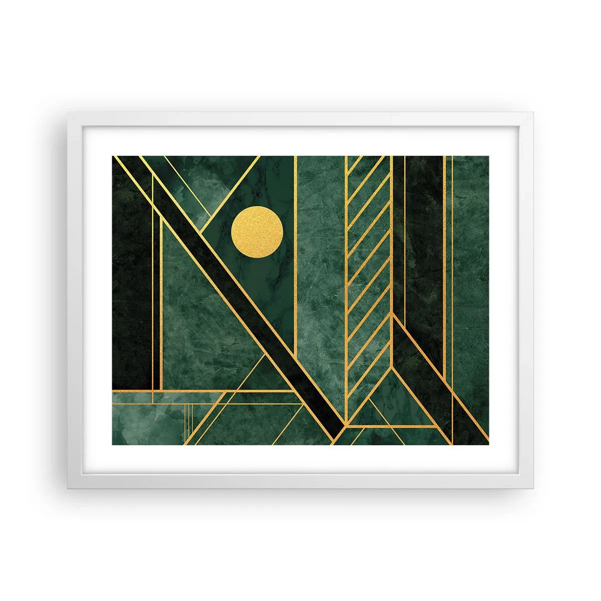 Poster in einem weißen Rahmen - Dynamik von Gold und Azurblau - 50x40 cm
