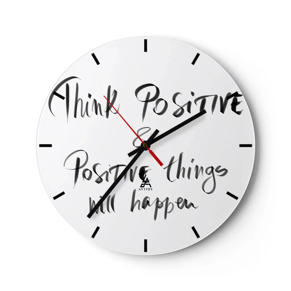 Wanduhr - Glasuhr - Motivierende Inschrift im künstlerischen Stil - 30x30cm - Wie soll man leben? - Moderne Wanddekoration für Wohnzimmer, Küche und Schlafzimmer ARTTOR