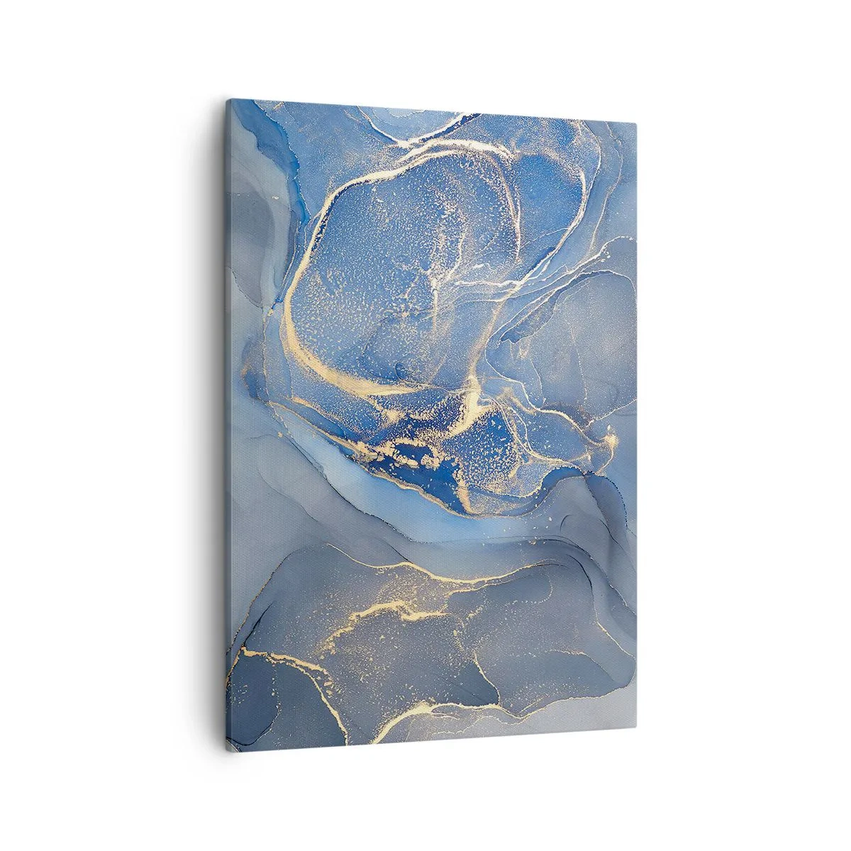Bild auf Leinwand - Leinwandbild - Abstrakte blaue Muster mit goldenen Akzenten - 50x70cm - Goldstaub - Moderne Wanddekoration für Wohnzimmer und Schlafzimmer ARTTOR