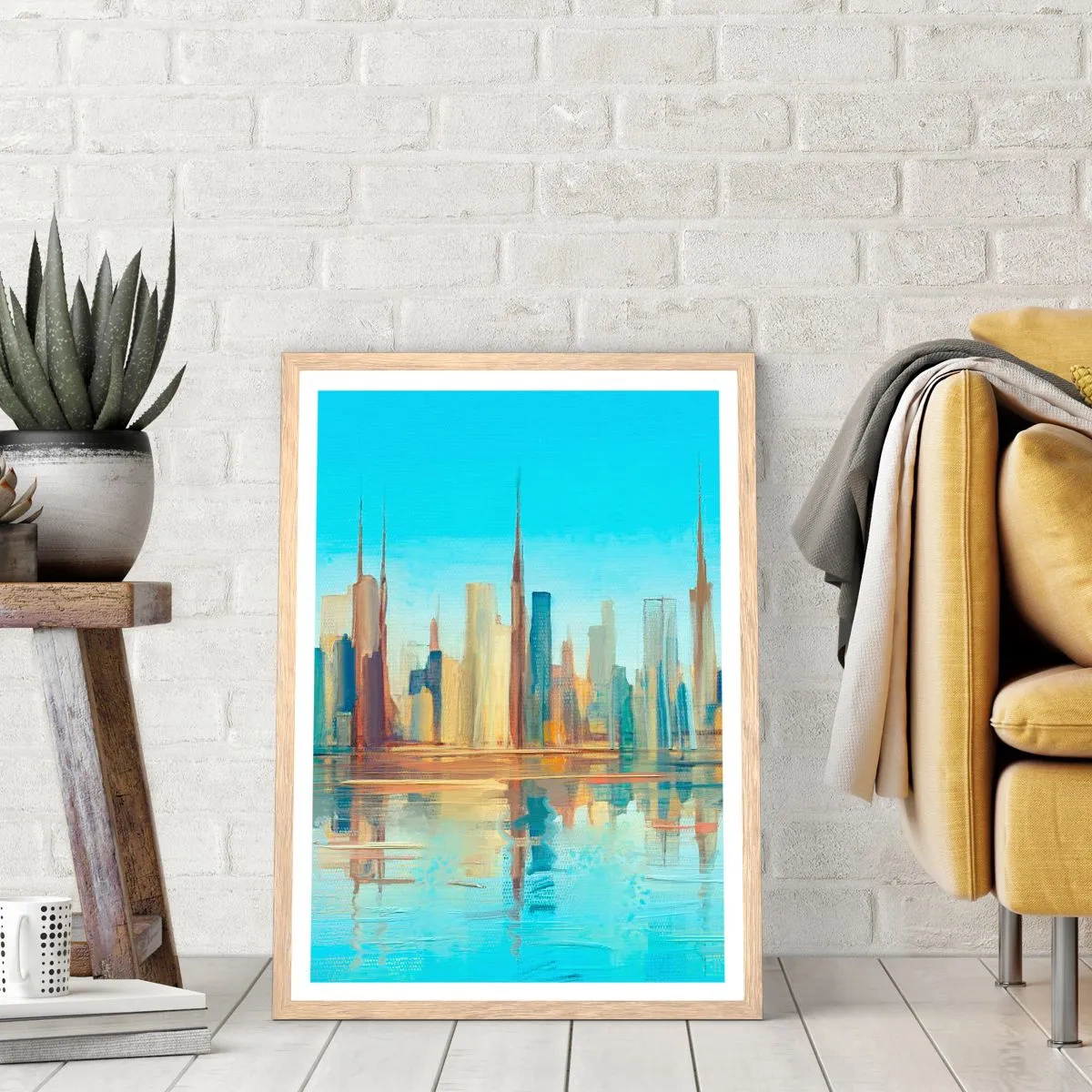 Poster in einem Rahmen aus heller Eiche - Sonnige Metropole - 70x100 cm