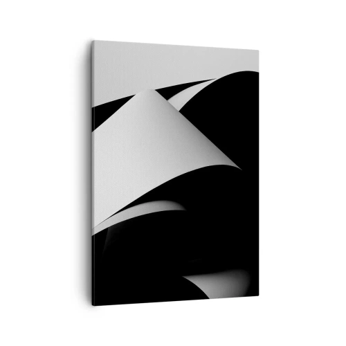 Bild auf Leinwand - Leinwandbild - Abstrakte Formen in Schwarz und Weiß mit auffälligen Kontrasten - 50x70cm - Lichtflächen aus der Schattentiefe - Moderne Wanddekoration für Wohnzimmer und Schlafzimmer ARTTOR