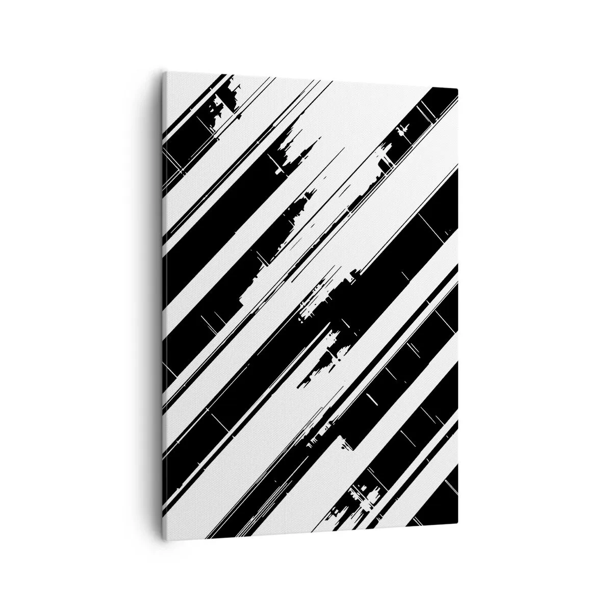 Bild auf Leinwand - Leinwandbild - Schwarz-weiße Linien und geometrische Muster im modernen Stil - 50x70cm - Eine intensive und dynamische Komposition - Moderne Wanddekoration für Wohnzimmer und Schlafzimmer ARTTOR