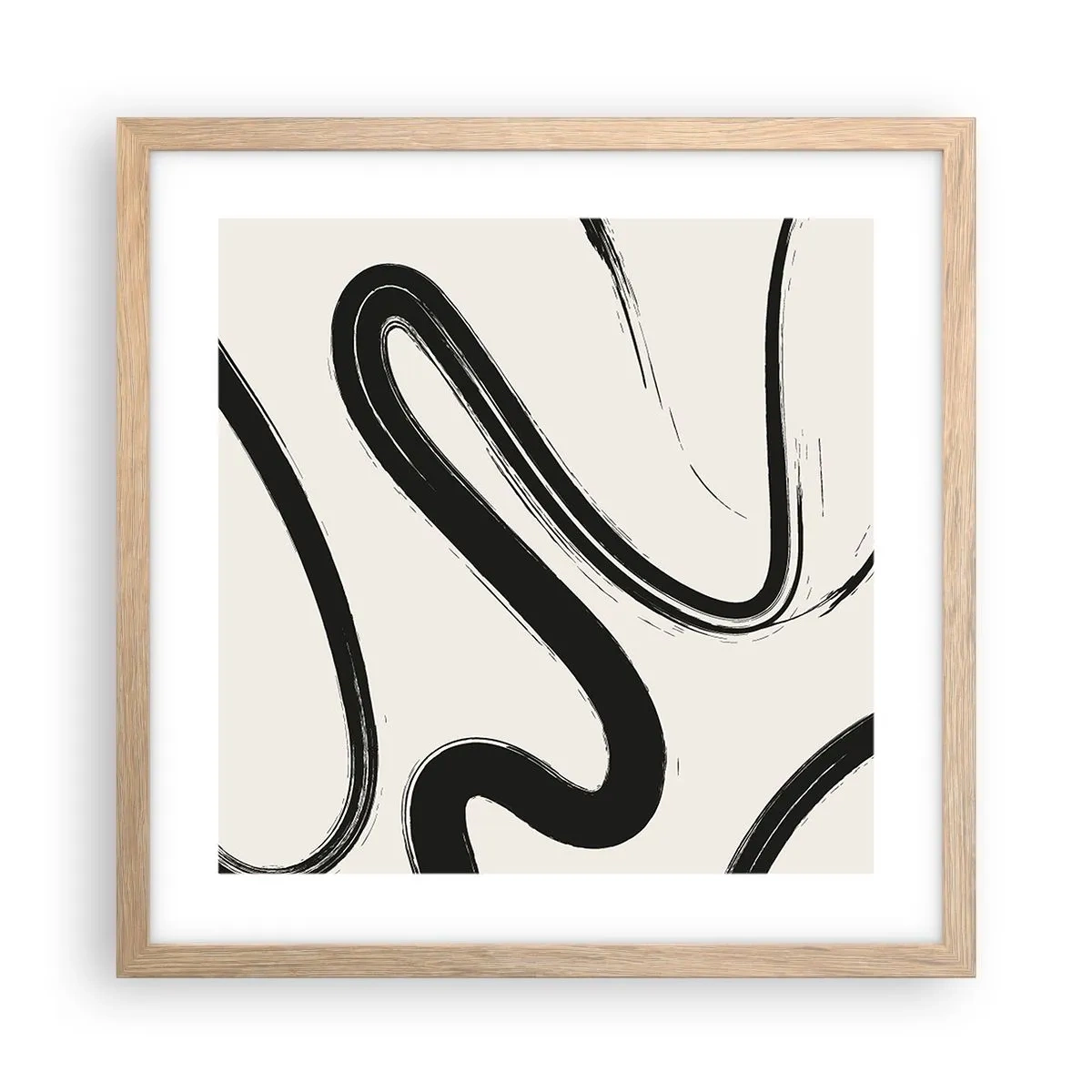 Poster in einem Rahmen aus heller Eiche - Schwarz-Weiß-Laune - 40x40 cm