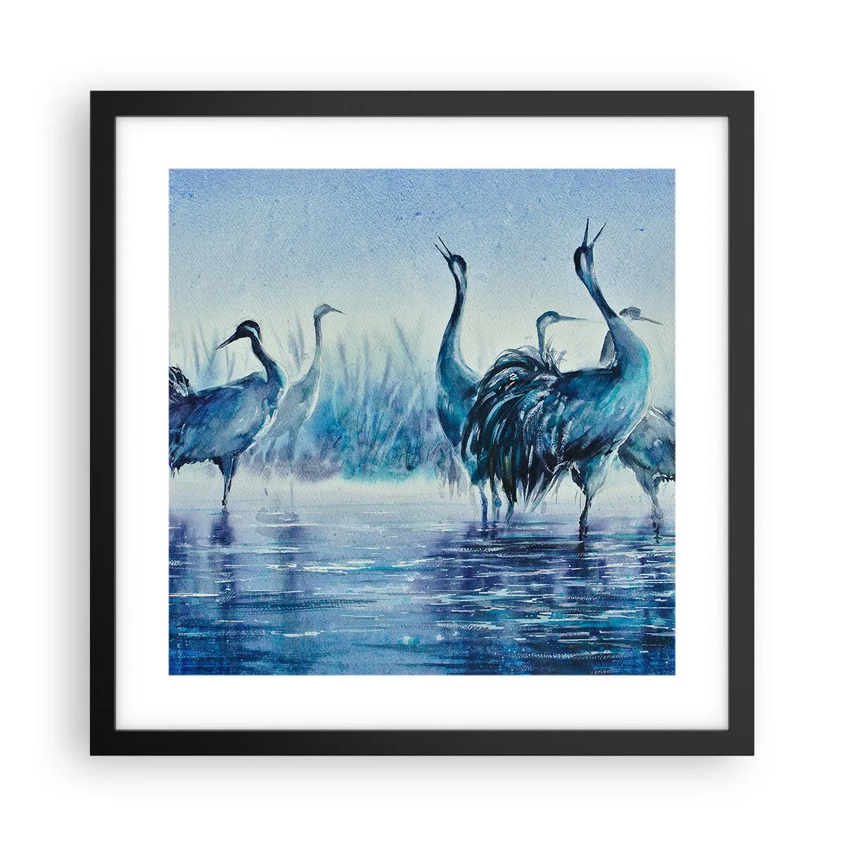 Poster in einem schwarzem Rahmen - Morgentliches Treffen - 40x40 cm