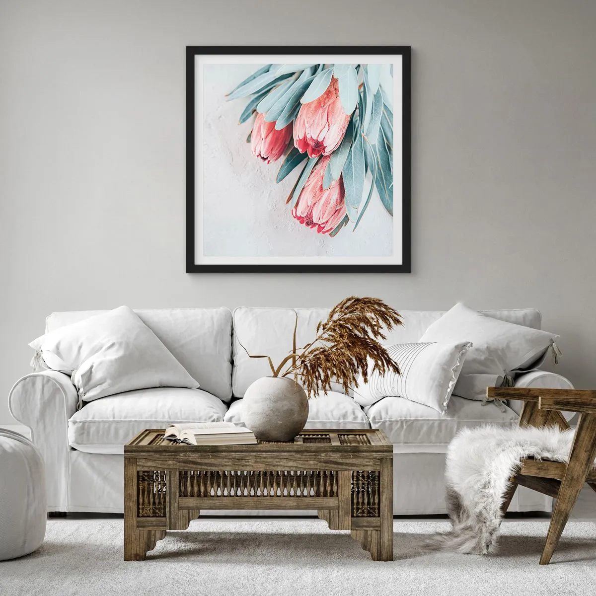 Poster in einem schwarzem Rahmen - Schämen sich für ihre eigene Schönheit - 50x50 cm