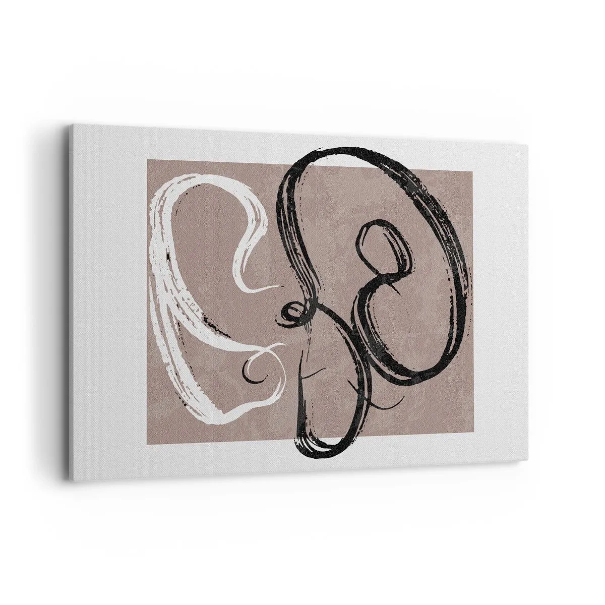 Bild auf Leinwand - Leinwandbild - Schwarz-weiße Abstraktion auf beigem Hintergrund - 120x80cm - Komposition – die Suche nach Fülle - Moderne Wanddekoration für Wohnzimmer und Schlafzimmer ARTTOR