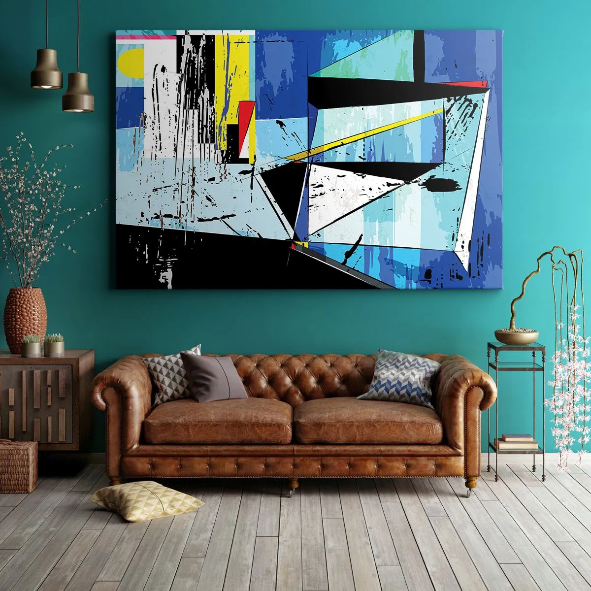 Bild auf Leinwand - Leinwandbild - Abstrakte geometrische Komposition in lebendigen Farben - 70x50cm - Betrachten Sie die Welt aus einem Blickwinkel ... - Moderne Wanddekoration für Wohnzimmer und Schlafzimmer ARTTOR